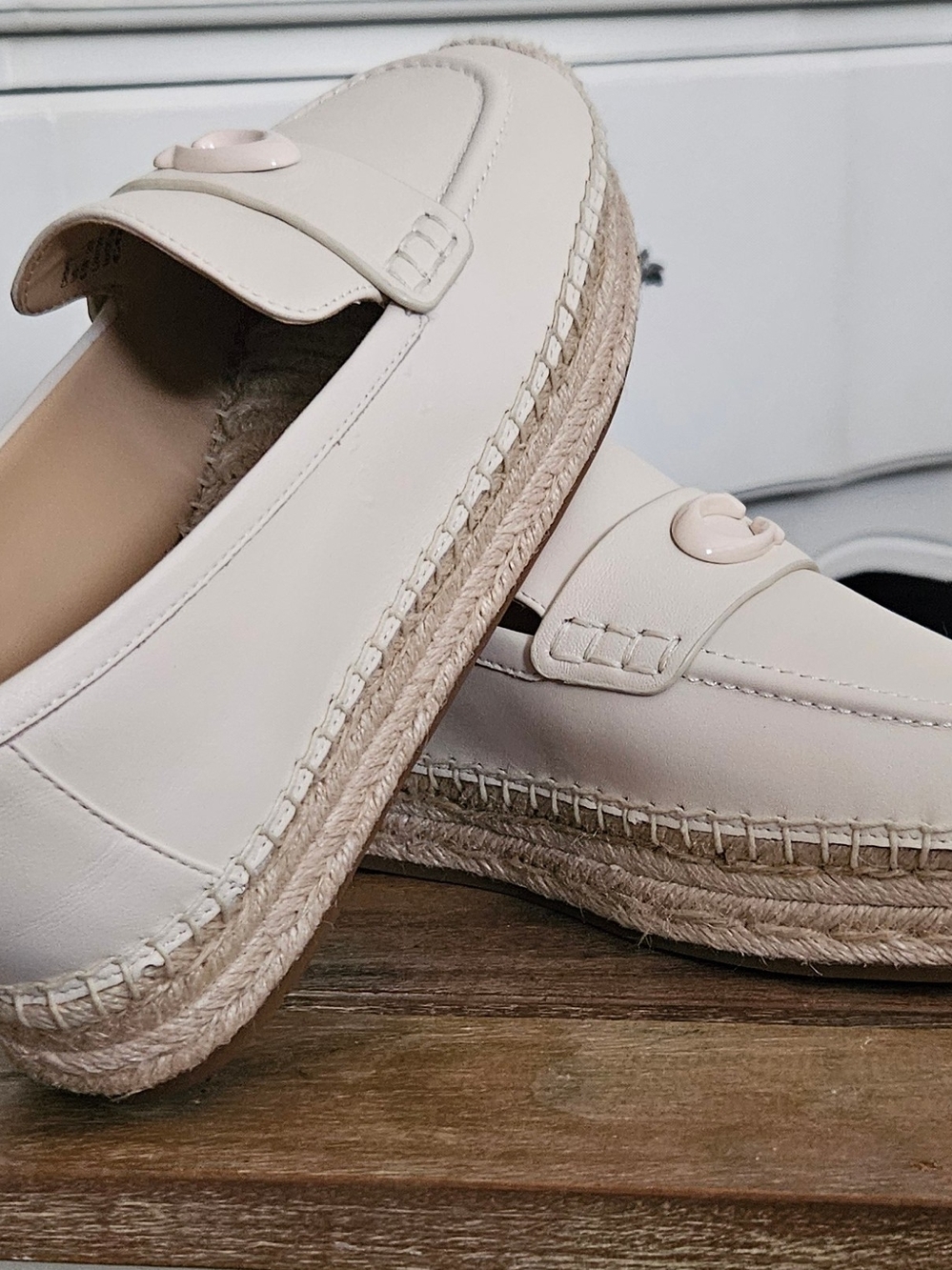 Coach Cream Espadrille Loafers with Signature C. Size: 6.5 - Picture 11 of 16